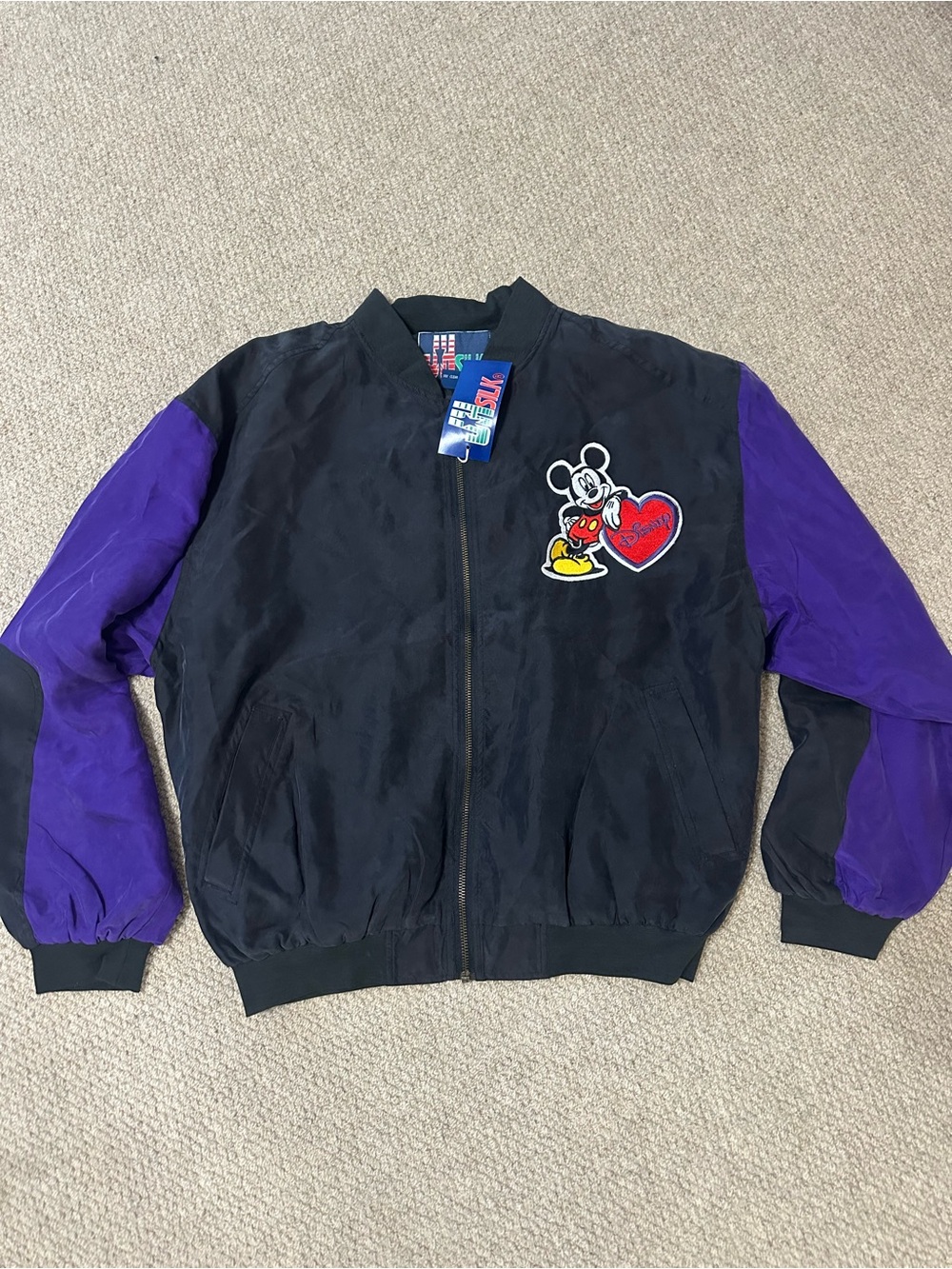 NWT - Disney Mickey Mouse Black & Purple Zip Jacket Silk Dead stock Medium